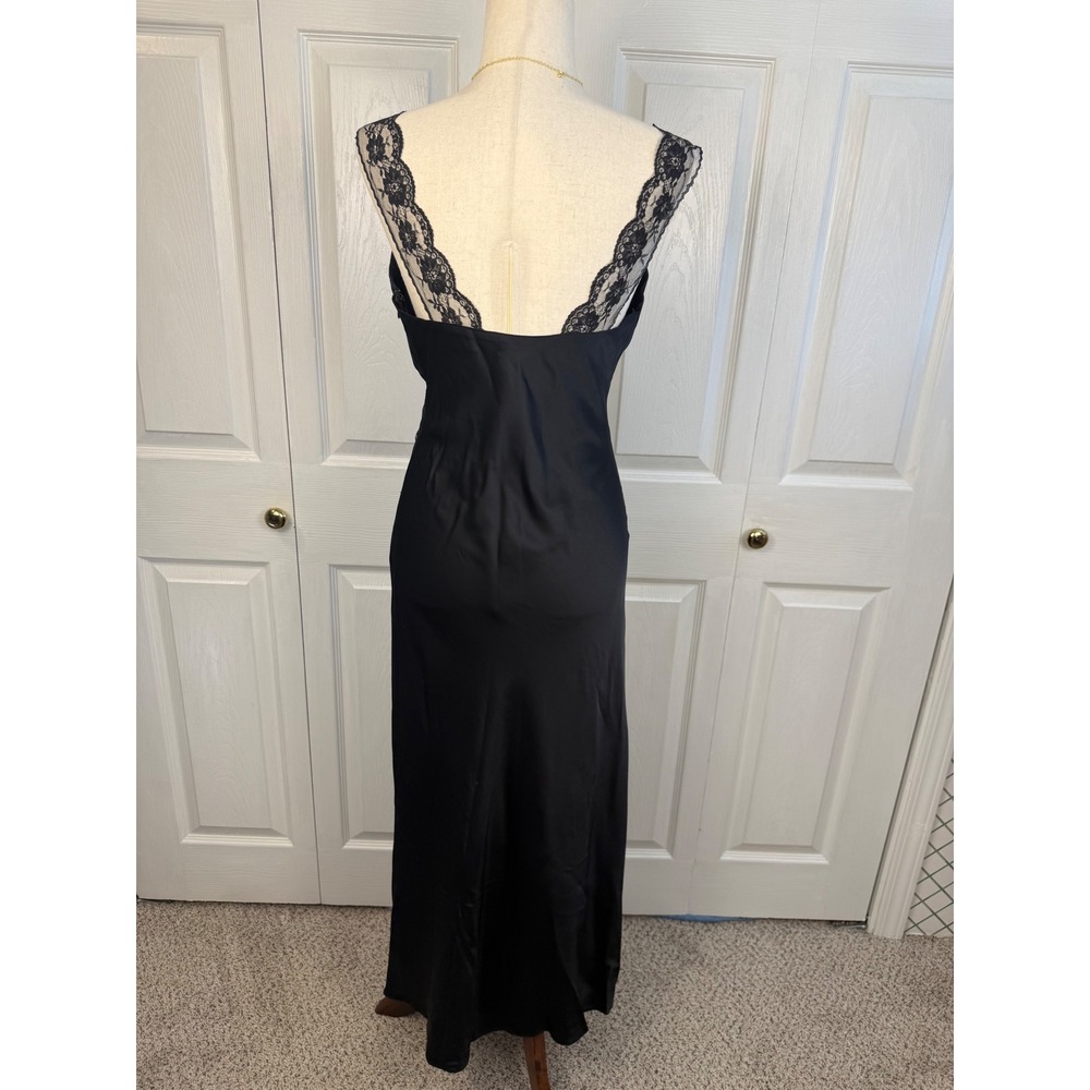 Abercrombie & Fitch Black Lace Satin Maxi Bias Cut Slip Dress S Y2K Romantic - Picture 6 of 8
